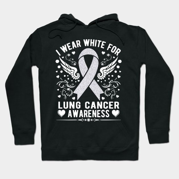 I Wear White For Lung Cancer Awareness |White Ribbon Hoodie by Achraf Elhs